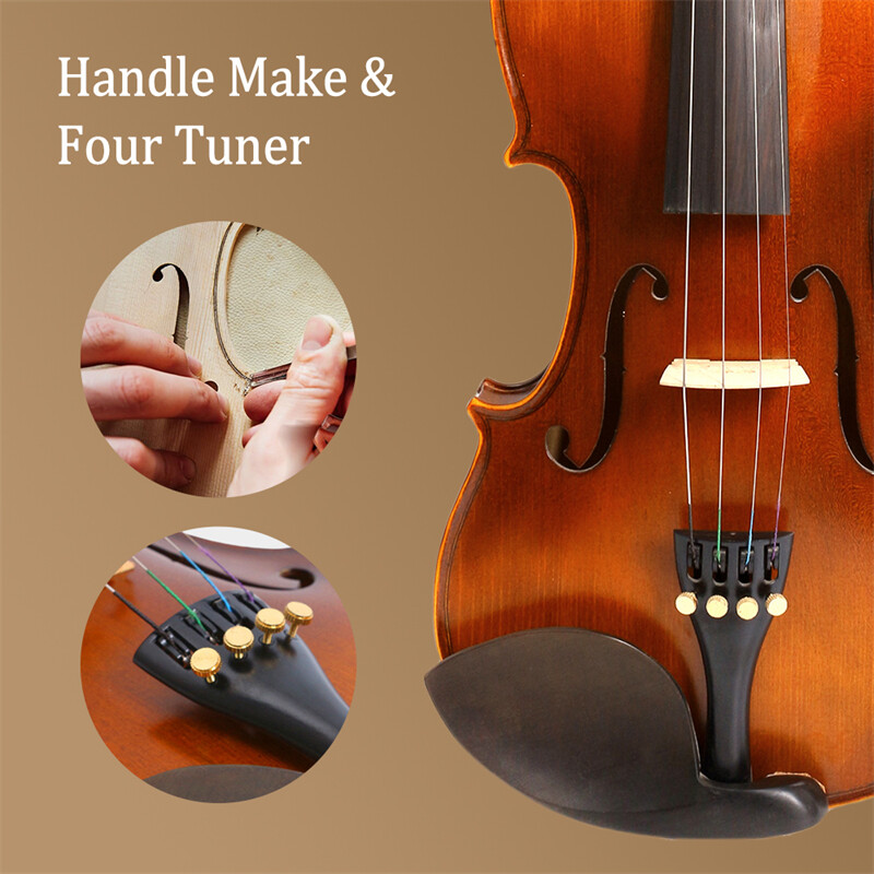 4/4 Violin Handmade with Bow Case and Accessories for Student Beginners