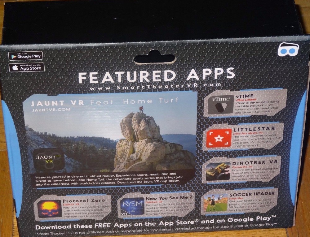 Smart Theater Virtual Reality Headset Black Strap iPhone Android Smartphone New