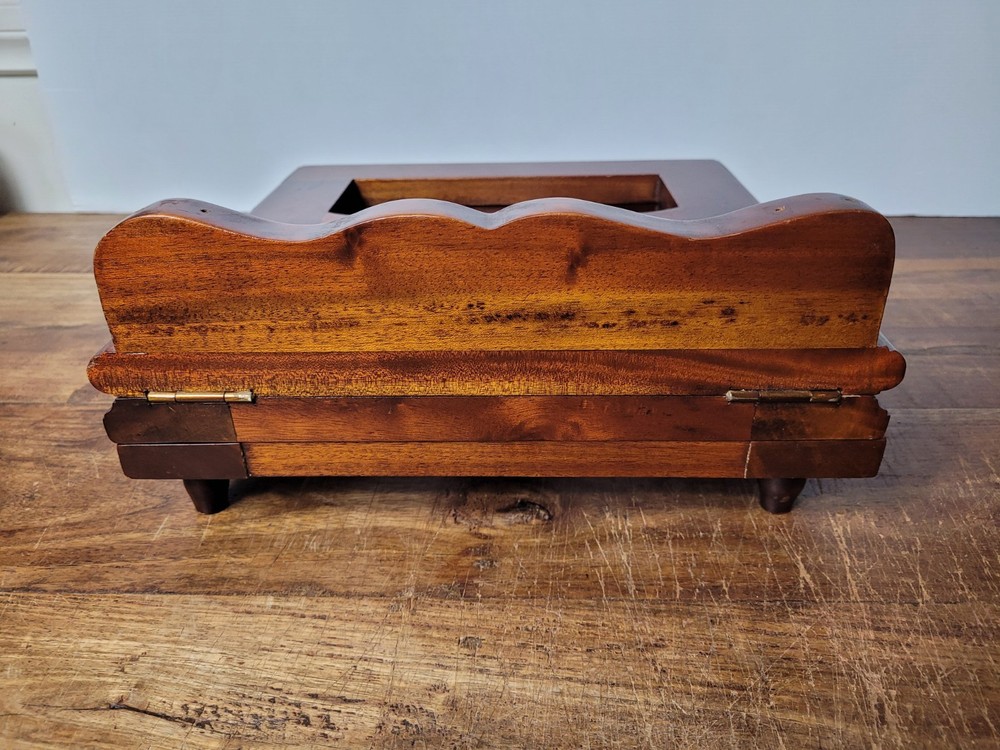 Vintage Solid Timber Tabletop Book Holder, Brass Hinges, Turned Timber Feet