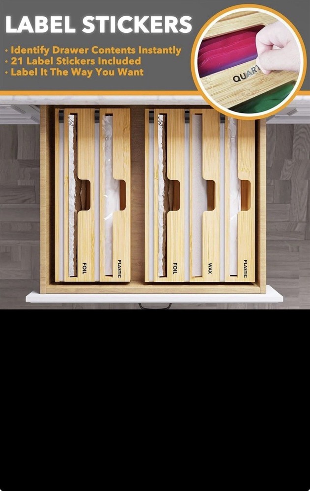 Kitchen Wrap Dispenser Bamboo 3-in-1 – Wall Mountable with Slide Cutters