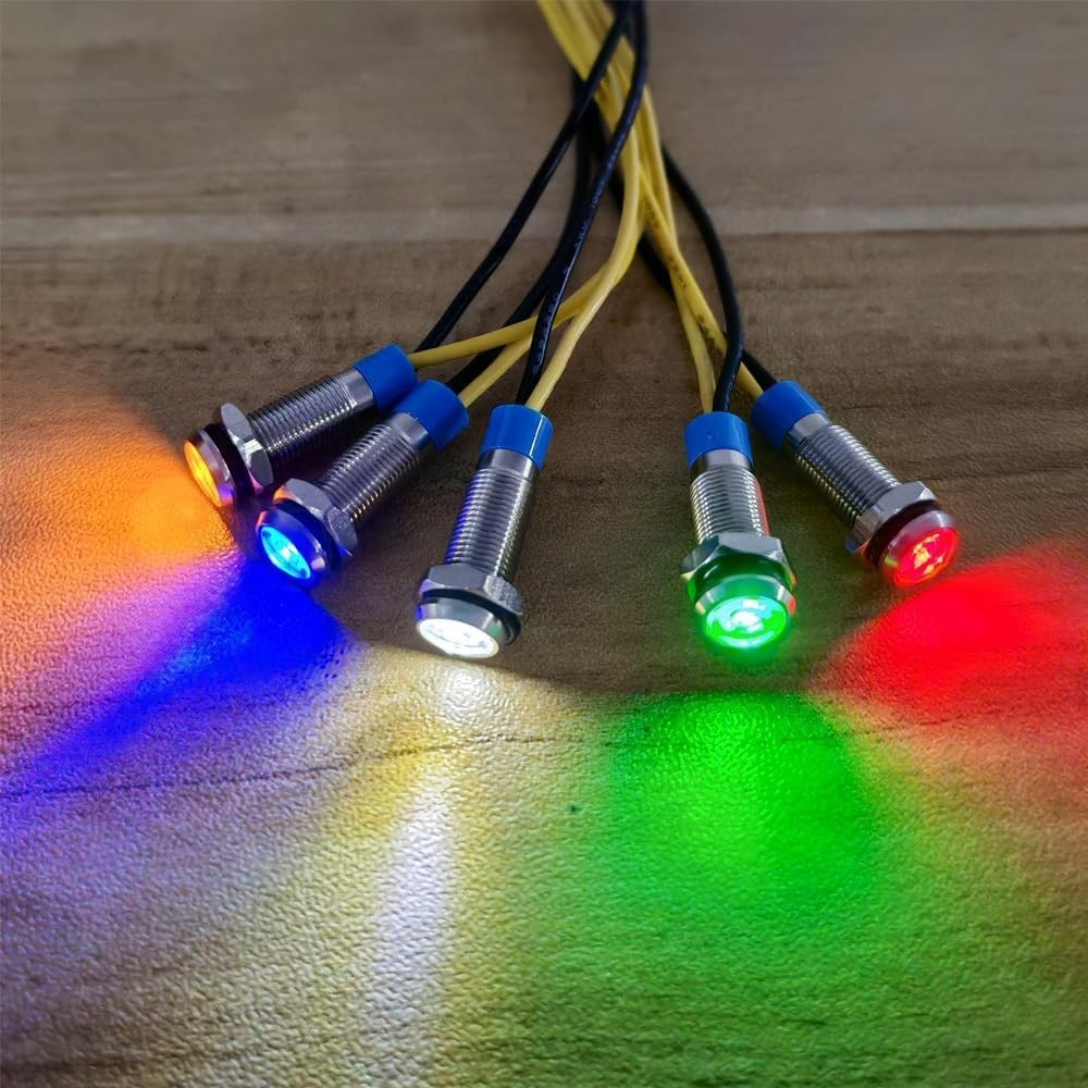 Durable 10pcs Green LED Indicator Lights – Modern Waterproof Panel Mount Design
