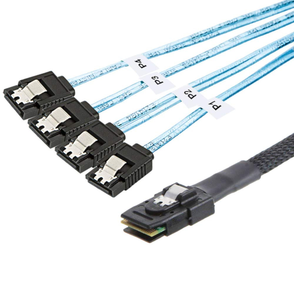 Mini SAS SFF-8087 to 4 SATA Forward Breakout Cable 1.6ft