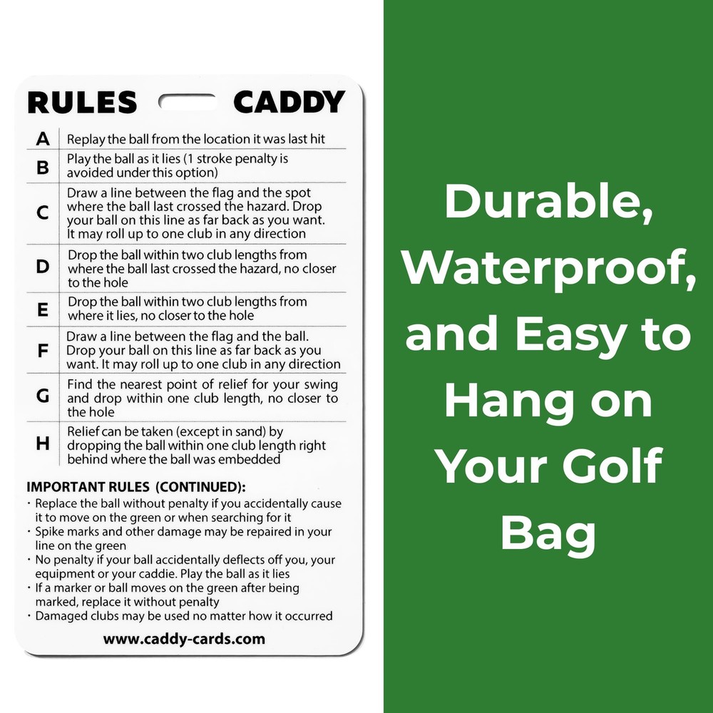 Rules Caddy – USGA Rules of Golf 2026 Quick Reference Card – Golf Bag Tag & P...