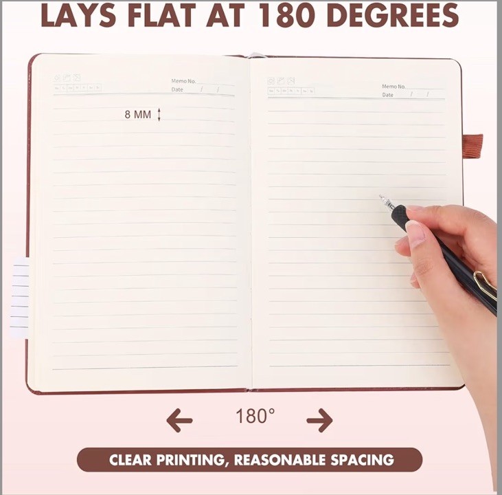 5.7 X 8" Leather Journal Lined 128 Pages Diary Bookmark & Matching Pen Bundle 58