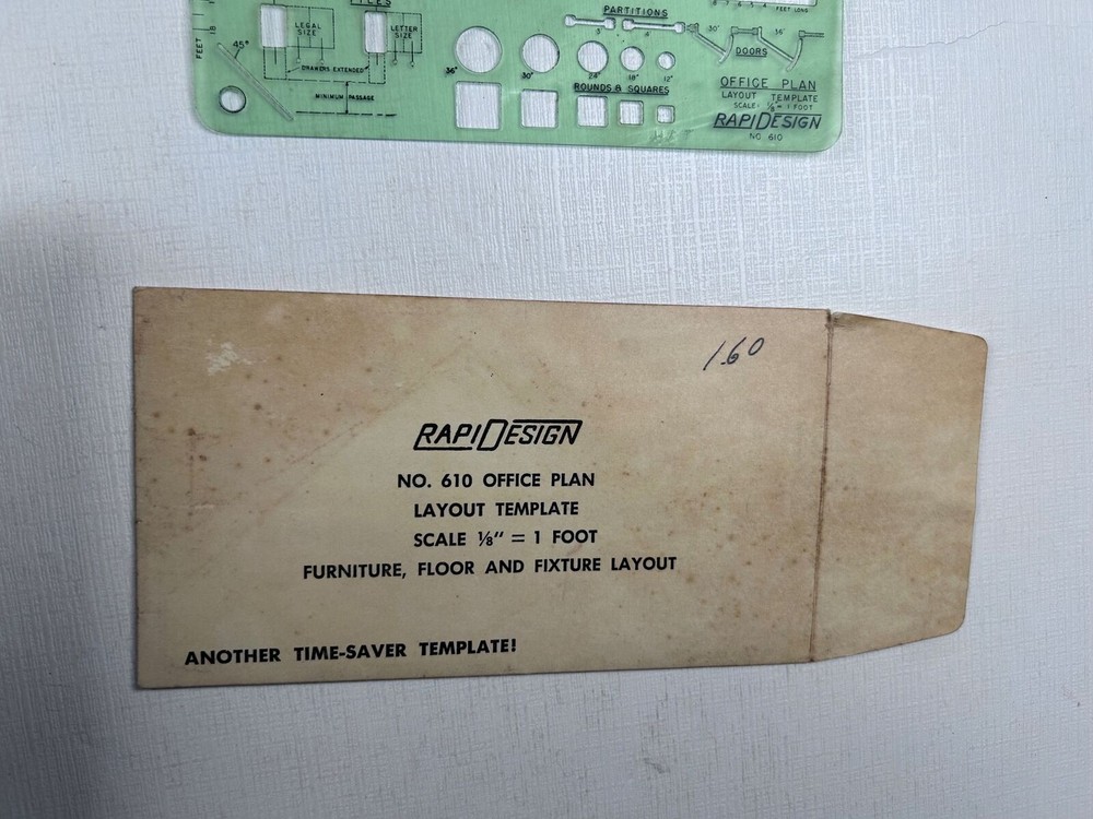 Vintage Rapidesign Office Plan Layout Template No 610