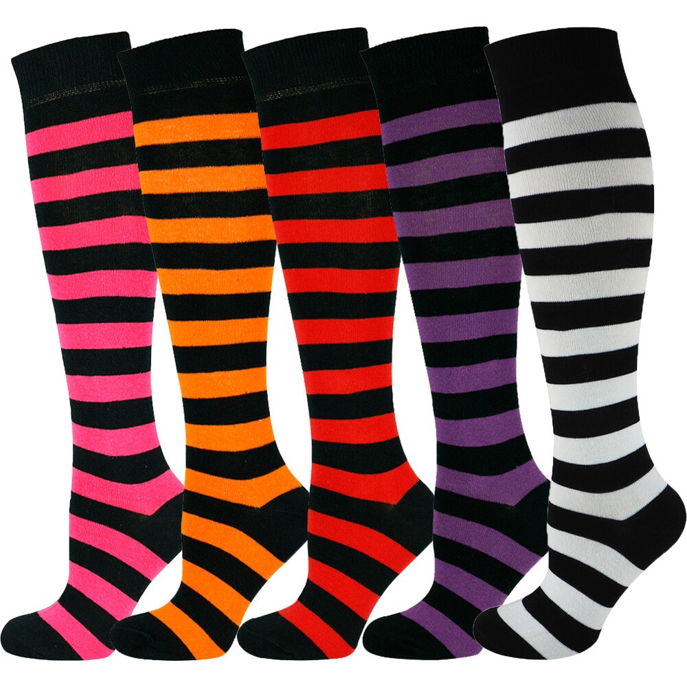 Mysocks 5 Pair Unisex Knee High Stripe Multi Colour Socks