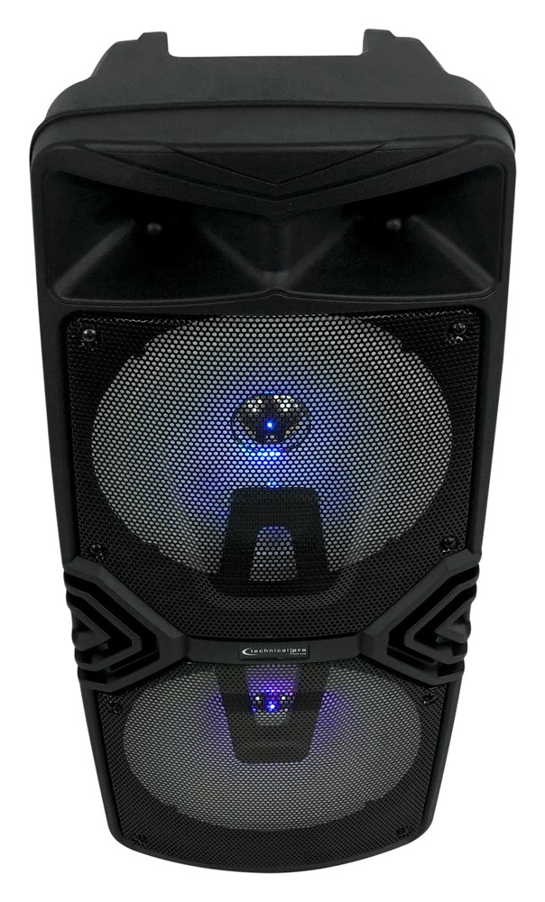 Technical Pro STAGE28 Dual 8" Rechargeable LED Bluetooth Speaker + Stand + Mic