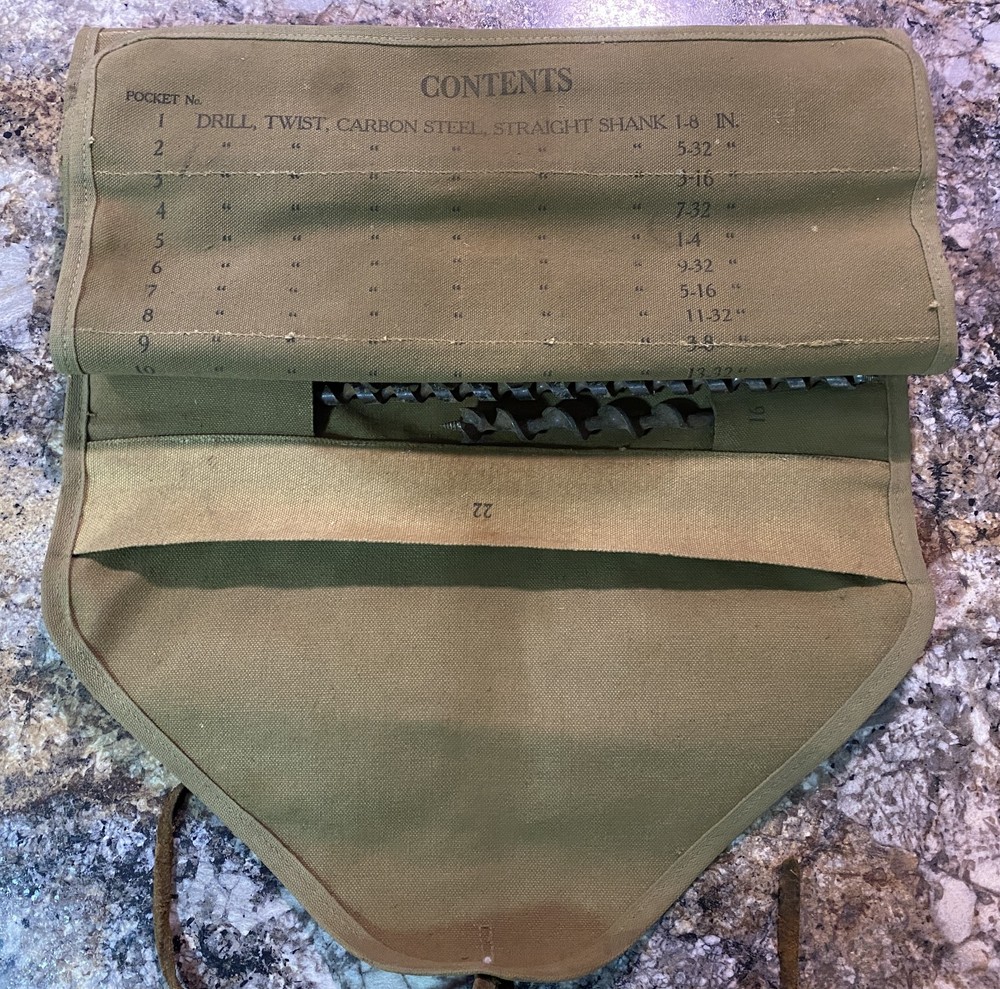 WWII US Tool Roll For Blacksmiths Set No 1-1942-Various Bits & Tools