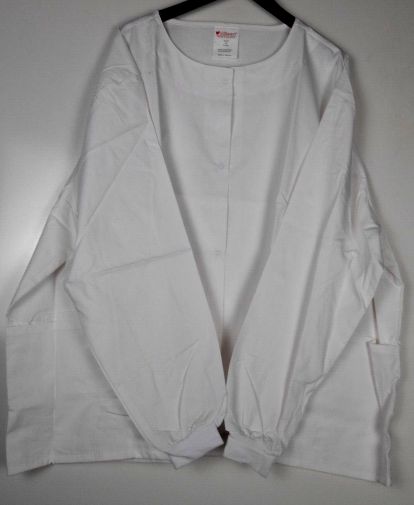 ALL HEART WHITE button-down Lab Coat 5XL NO COLLAR