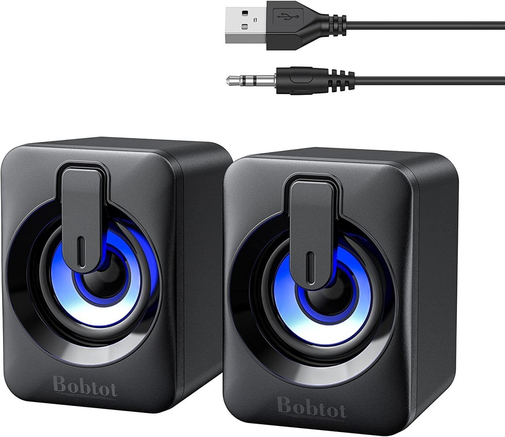 Mini Bluetooth Computer Speaker USB Powered Portable Stereo Audi with RGB Lights