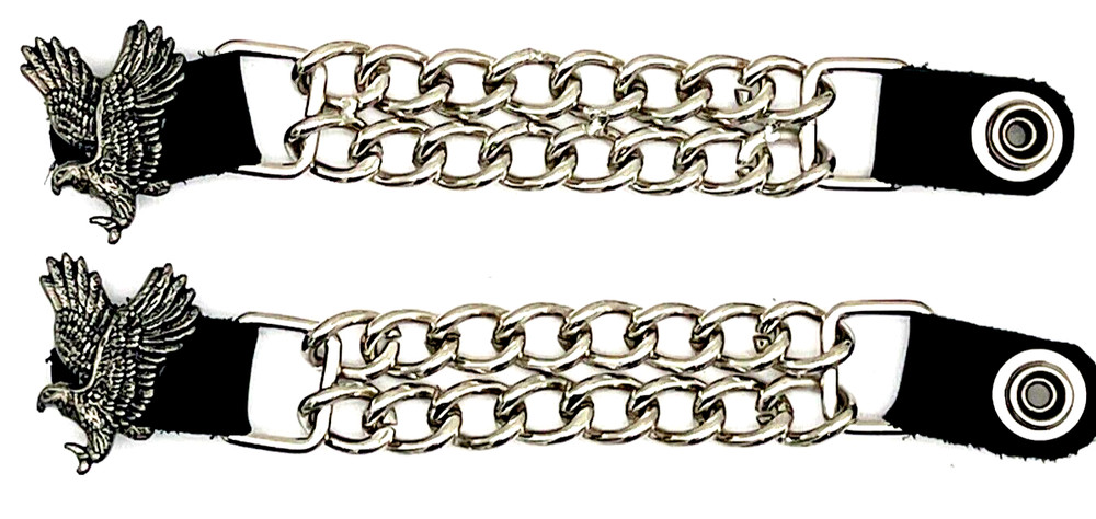 2 EAGLE DOUBLE CHAIN MOTORCYCLE VEST EXTENDERS USA MADE