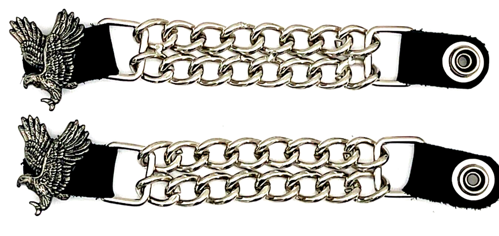 2 EAGLE DOUBLE CHAIN MOTORCYCLE VEST EXTENDERS USA MADE