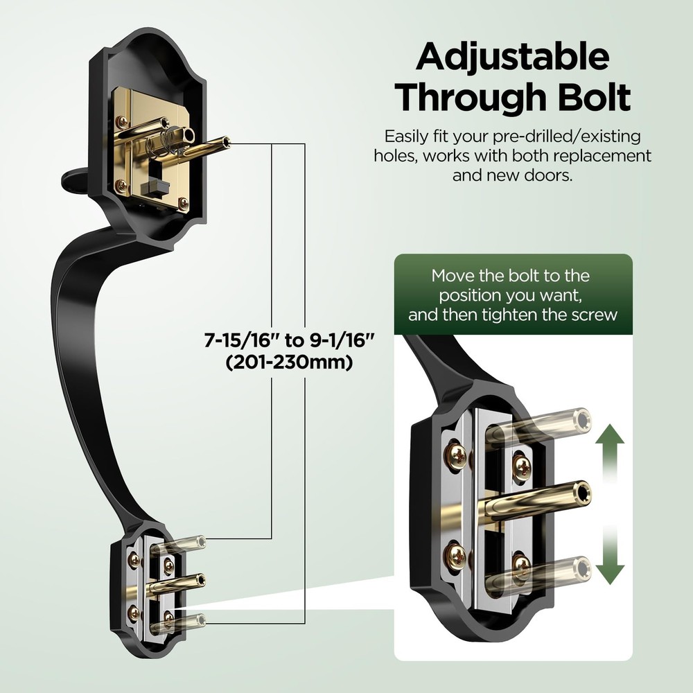 Black Exterior Front Door Handle With Reversible Lever - Classic Entry Handle...