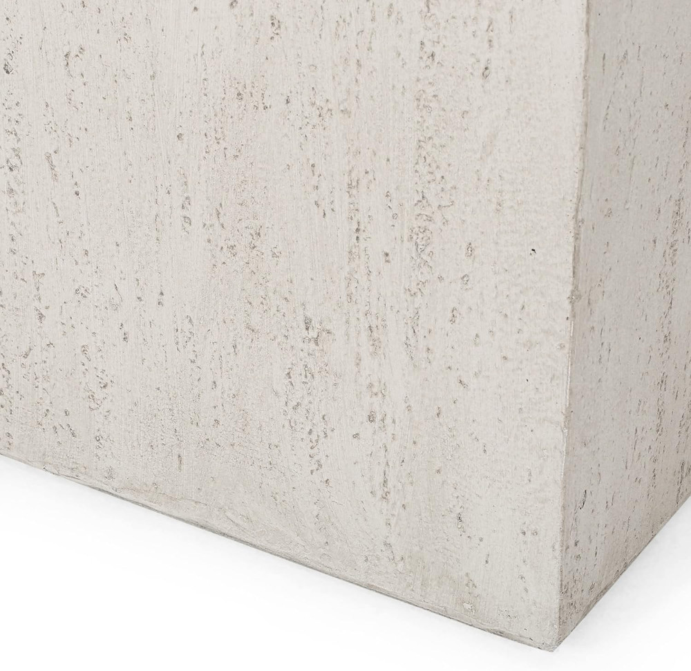 Modern White Cast Stone Rectangular Planters - Set of 2 for Outdoor Use