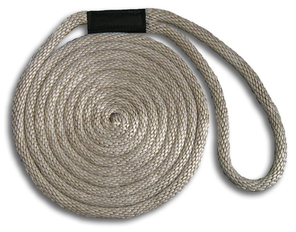 3/8" x 10' Solid Braid Dock Lines - Silver - Made in USA