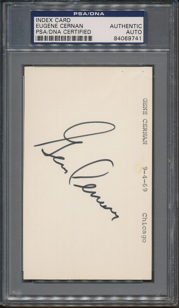 Eugene Gene Cernan Signed Index Card PSA/DNA Certified Authentic Auto *9741