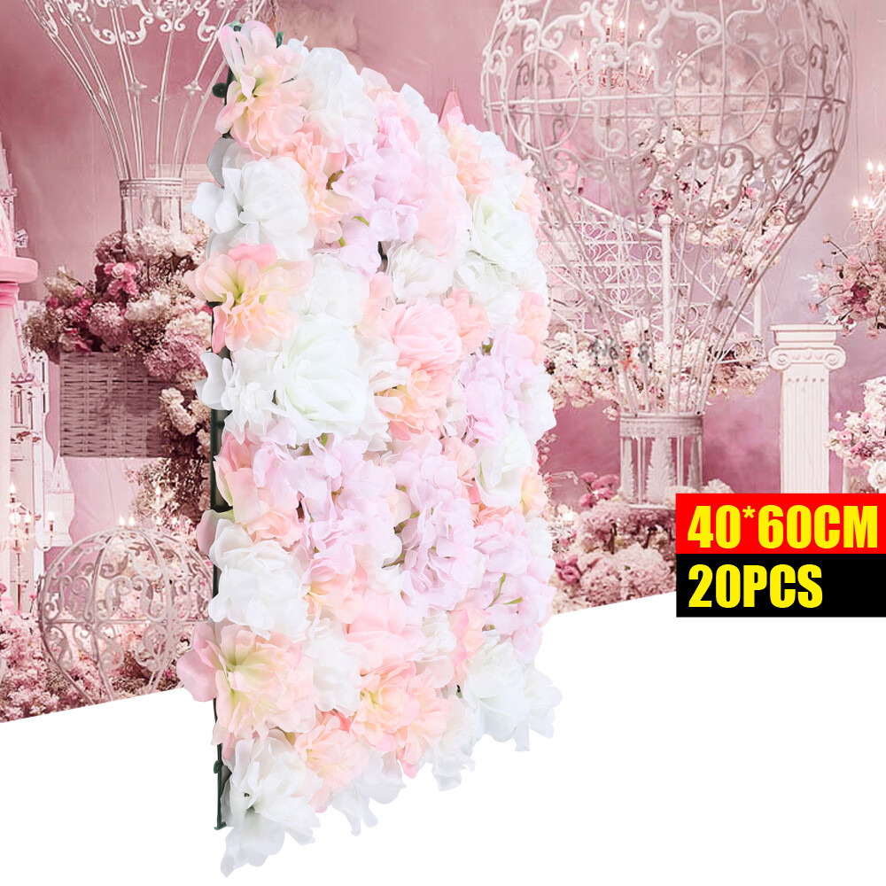 For Wedding Background Decor 20pcs Artificial Silk Flower Wall Board 60x40cm