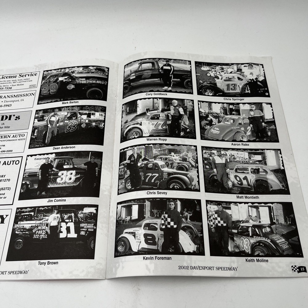 Davenport Speedway Souvenir Racing Program 2002 Featuring 2001 points And Pics