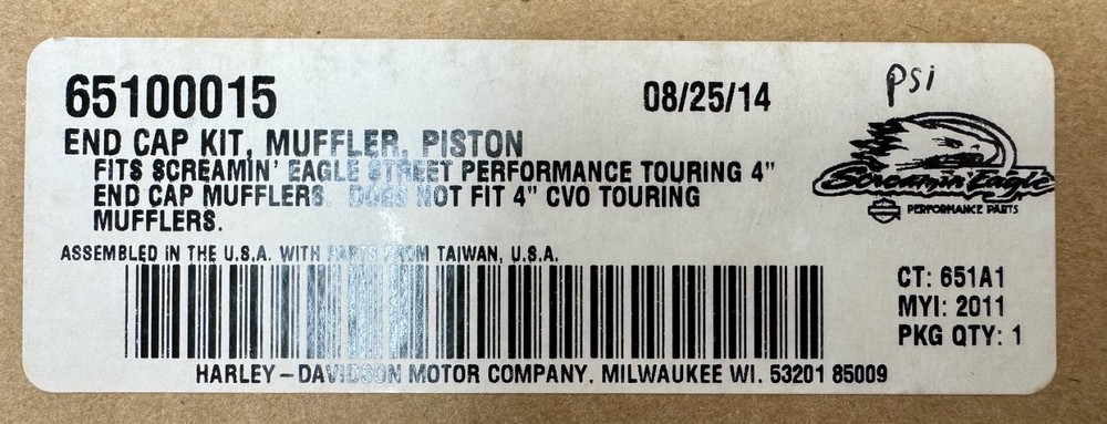 Harley-Davidson 65100015 End Cap Kit, Muffler, Piston