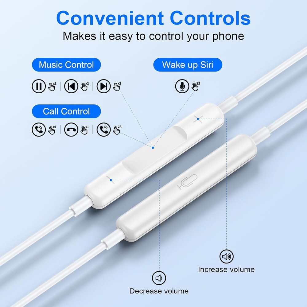 USB C Wired Earbuds Ear Buds for Iphone 16 Pro Max 16E 16 plus 16Pro 15 Pro Max
