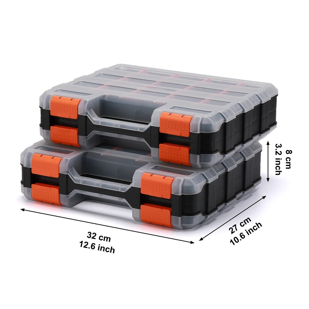 EMENTOL Double Side Tool Organizer - Impact Resistant, 34-Compartment Storage
