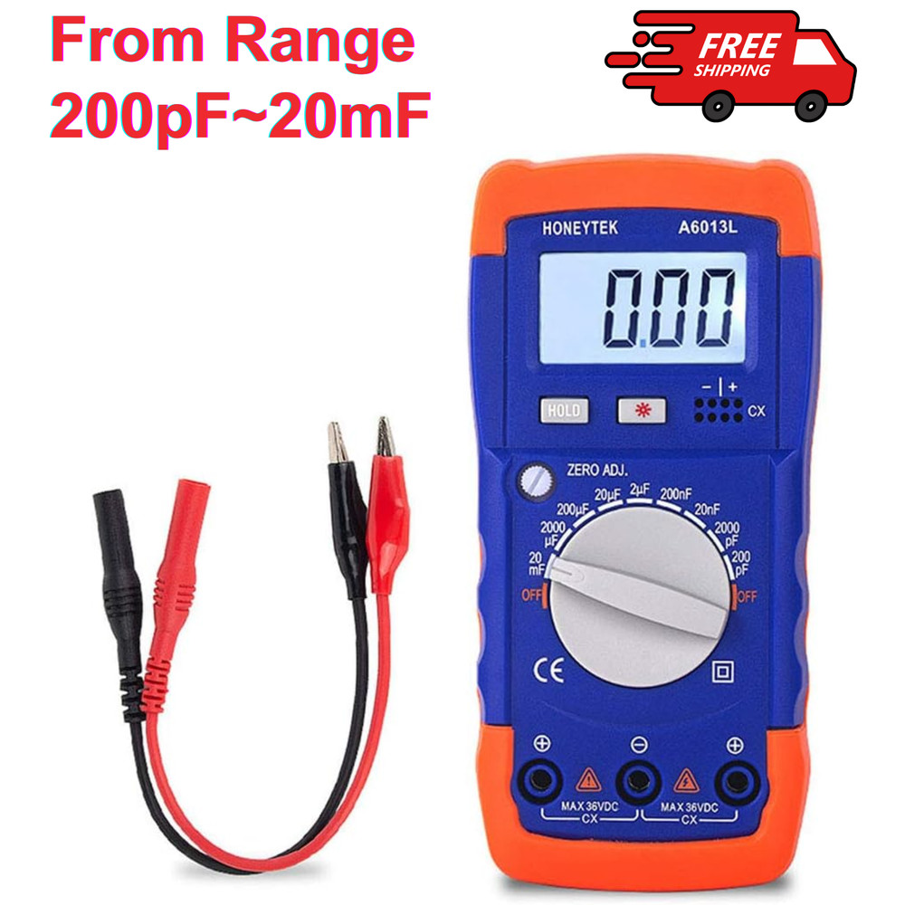 Honeytek A6013L Capacitor Tester, From Range 200pF-20mF, LCD Backlight Display