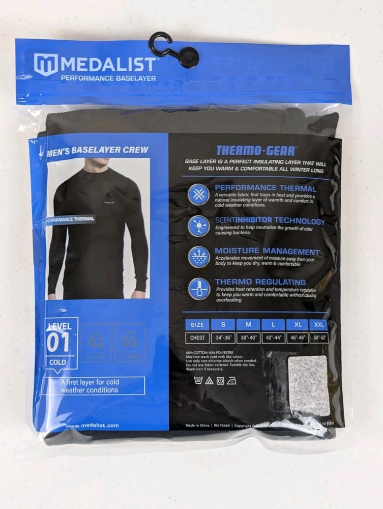 Medalist Performance Thermal Base Layer Crew Long Sleeve Men's Large Level 1