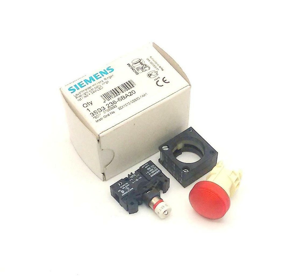 New Siemens  3SB3 236-6BA20  Red Pilot Light Indicator