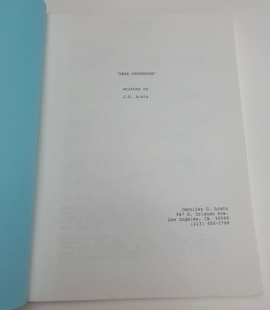 DEAR PROFESSOR / J. G. Arata 1990's Unproduced Screenplay movie script