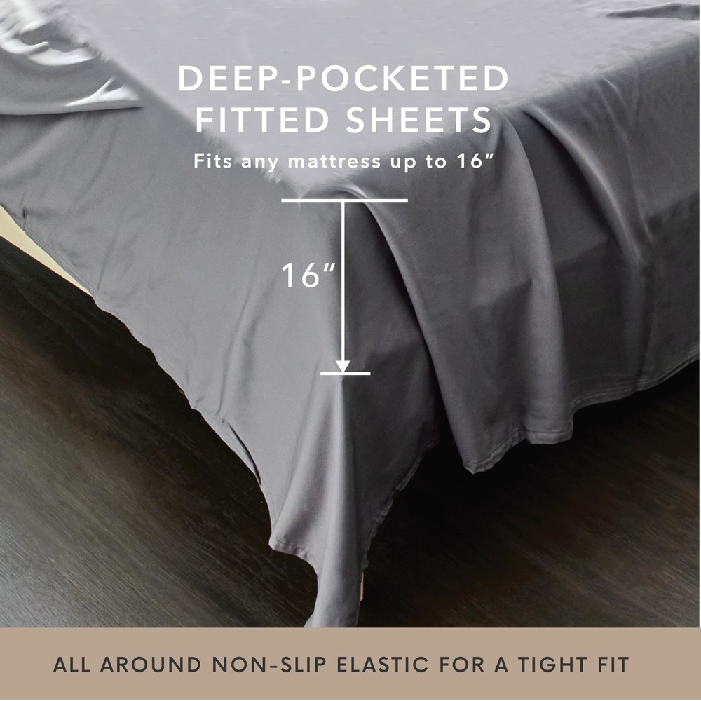 Bamboo Bay 7 Piece Split King Size Sheet Set, 100% Viscose Made from Bamboo, ...