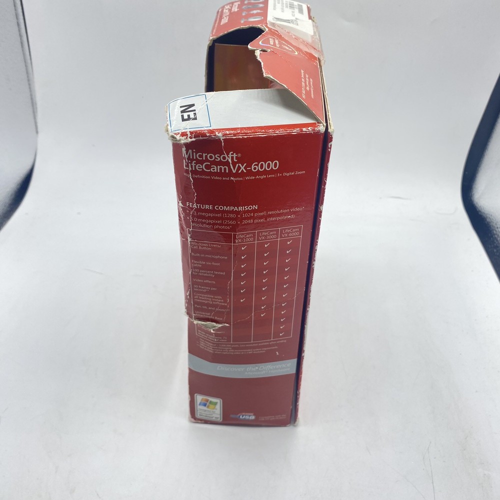 Microsoft LifeCam VX 6000 High Definition Digital Computer Camera Webcam - NEW