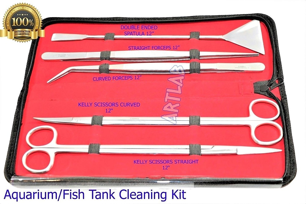 PREMIUM GERMAN FISH TANK CLEANING KIT-BASIC AQUASCAPING TOOLS STAINLESS 5PCS