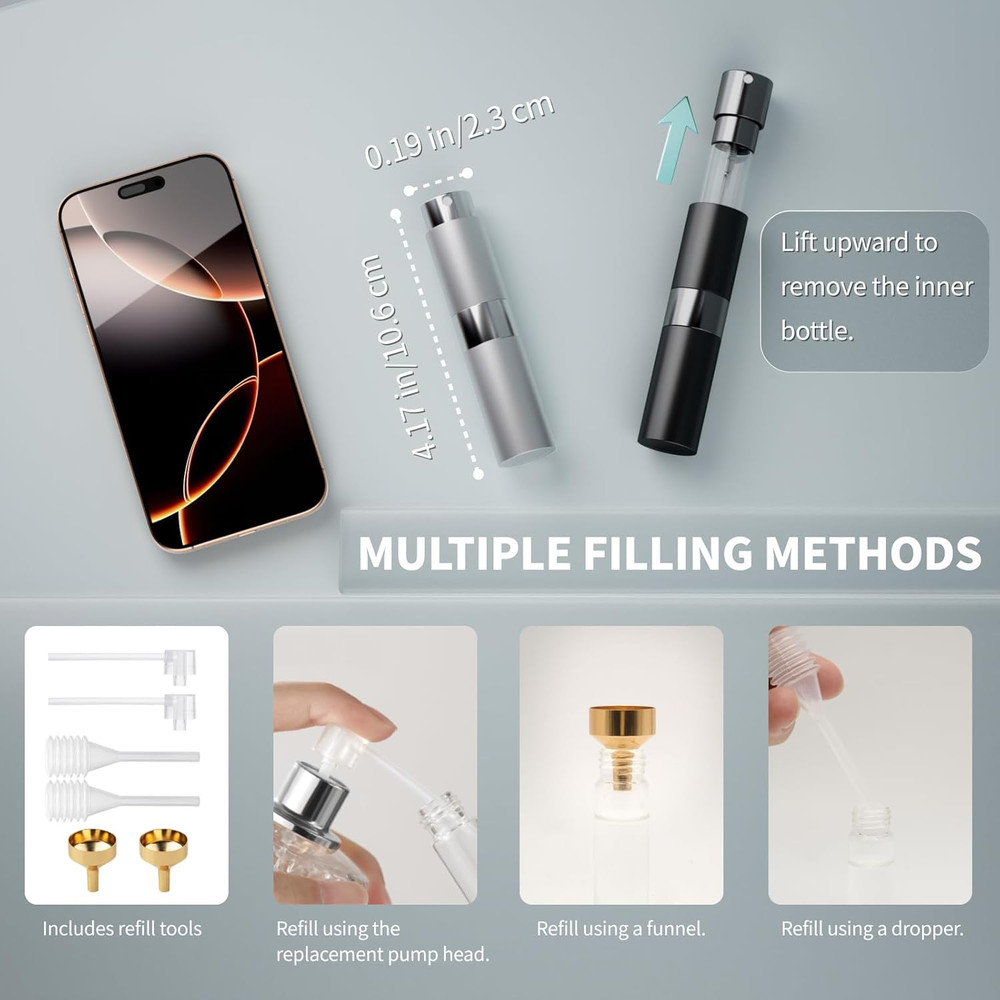 8Ml Travel Perfume Atomizer Bottles Refillable – Mini Perfume Spray Bottles with