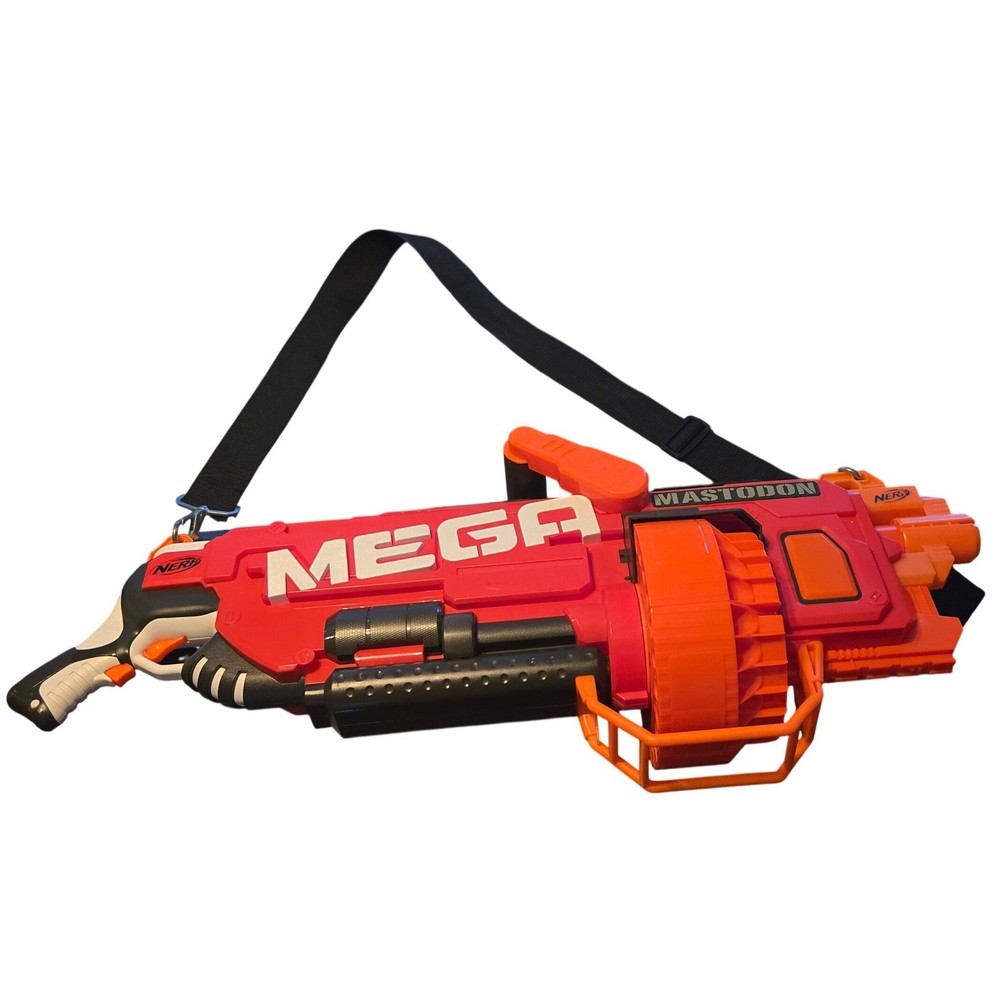 NERF N Strike Mega Mastodon Motorized Blaster 24 Drum Tested Working w Strap