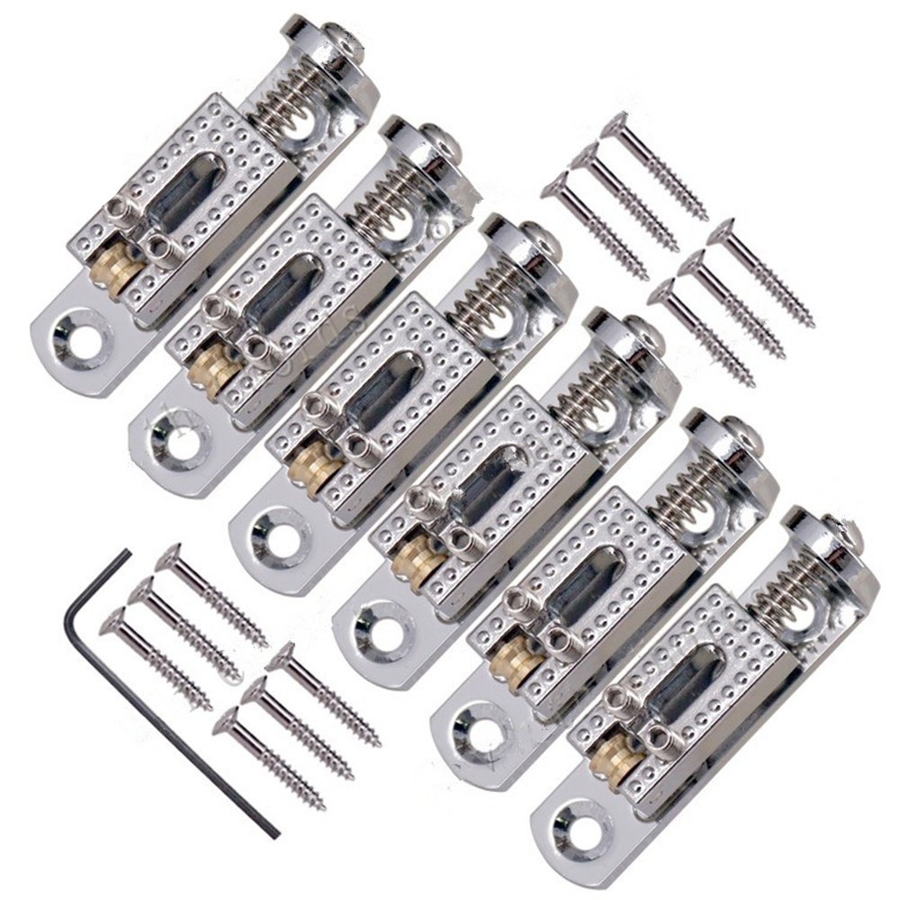 6Pcs Single Roller Bridge w/ Wrench+Screws for 3-8 String Guitar Cigar Box Banjo