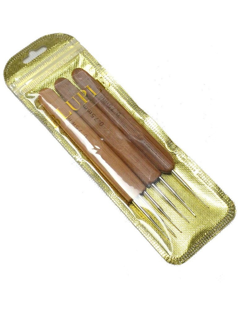 3 Pcs Bamboo Handle Dreadlock Hook Crochet Needle Tool Set Hair Braiding Tool