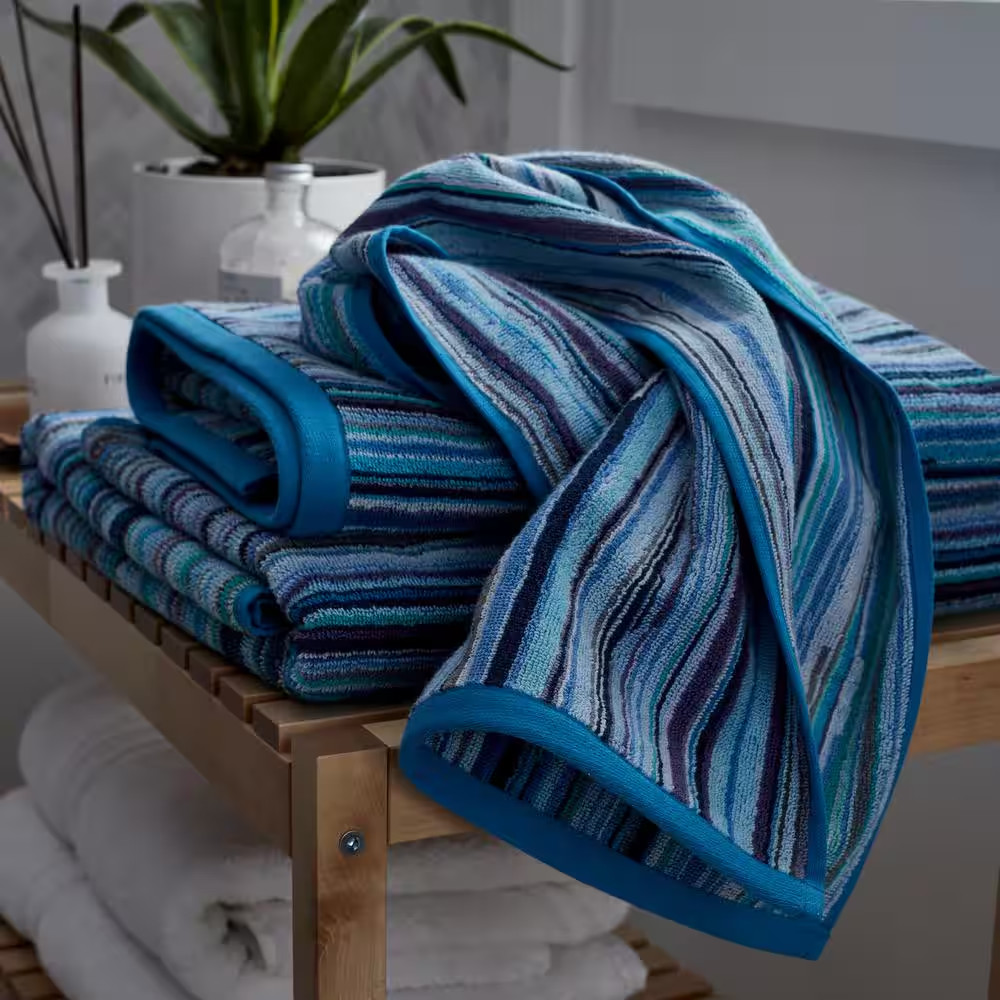 Rhythm Blue Striped Cotton Wash Cloth