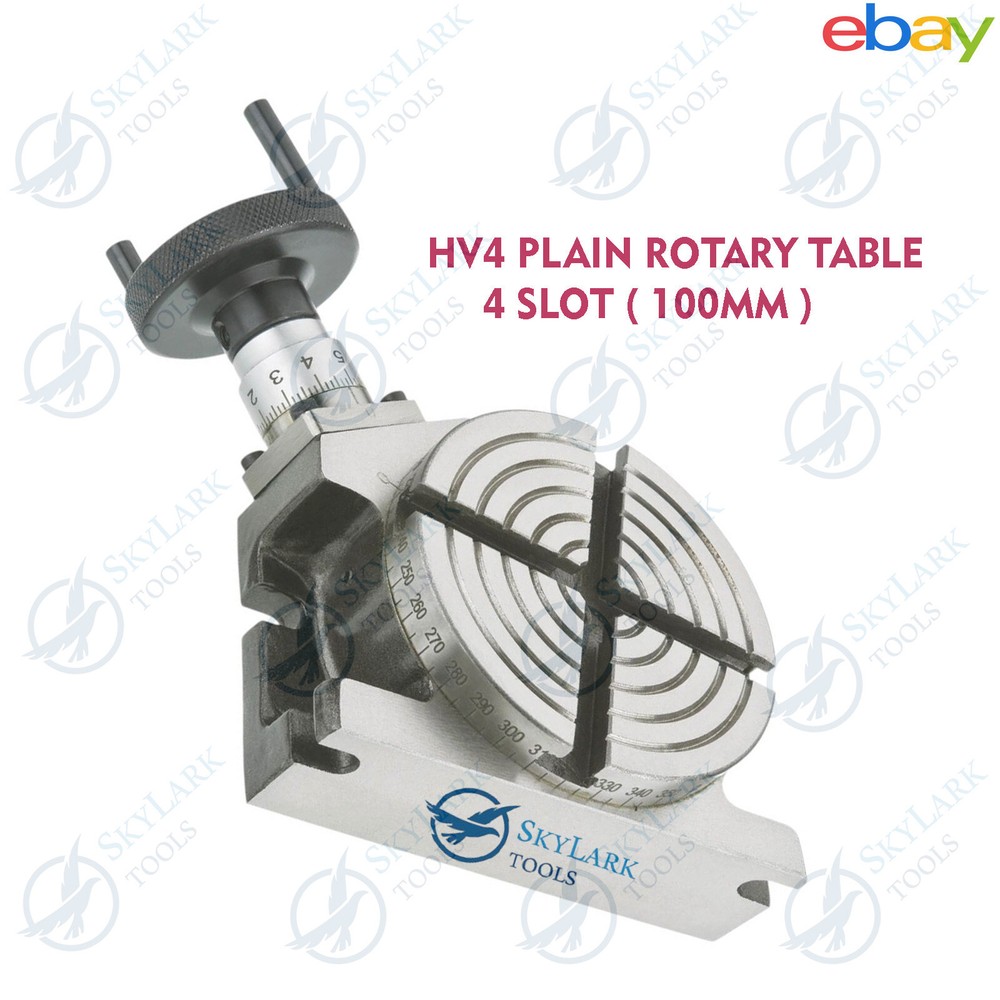 Adjustable Tilting Tailstock & 4" inch 100mm Rotary Table Plain, Clamping Kit M6
