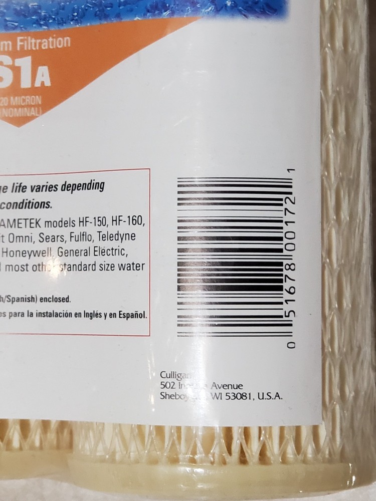 Culligan S1A Standard-Duty Whole House Water Filter 20 Micron (3) 2-pack 6 tota