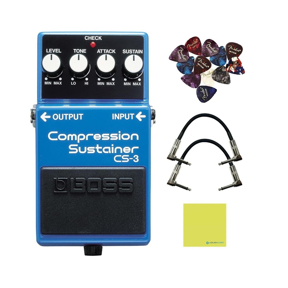 Boss CS-3 Compression Sustainer Pedal Bundle w/2x Strukture S6P48 Woven Right...