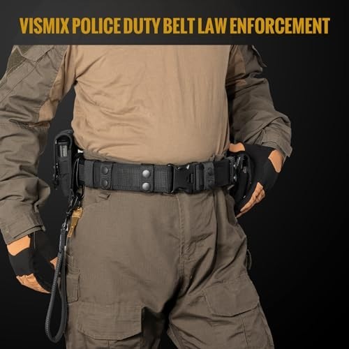 Durable 2" Nylon Duty Belt with Hook & Loop Inner, Key Holder, Belt Keepers