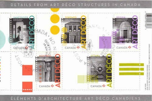 Canada 2011 Art Deco Souvenir Sheet, #2471 Used