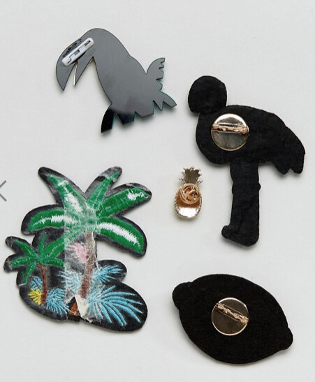 ALDO Patch & Pins set Tropical Themed