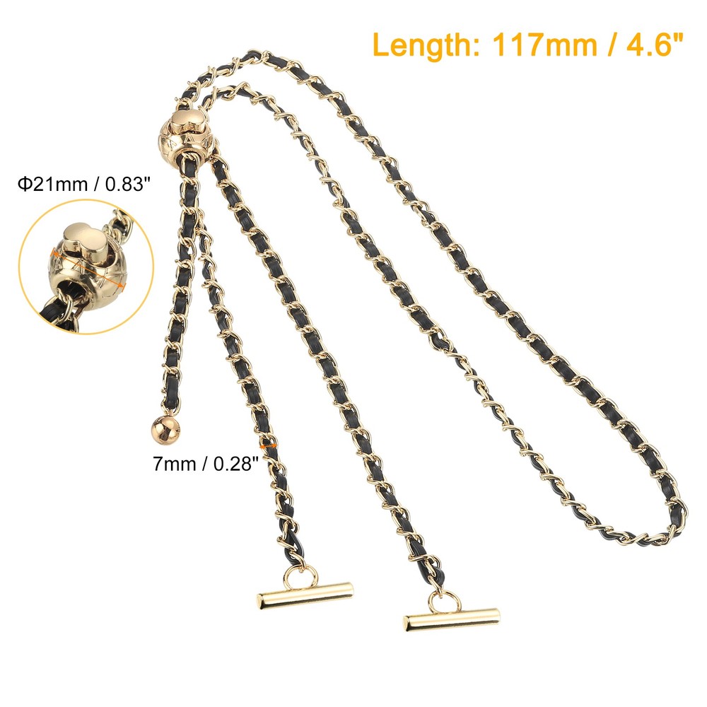 Purse Chain Strap, 46 Inch Adjustable Chains Strap Black/Light Gold