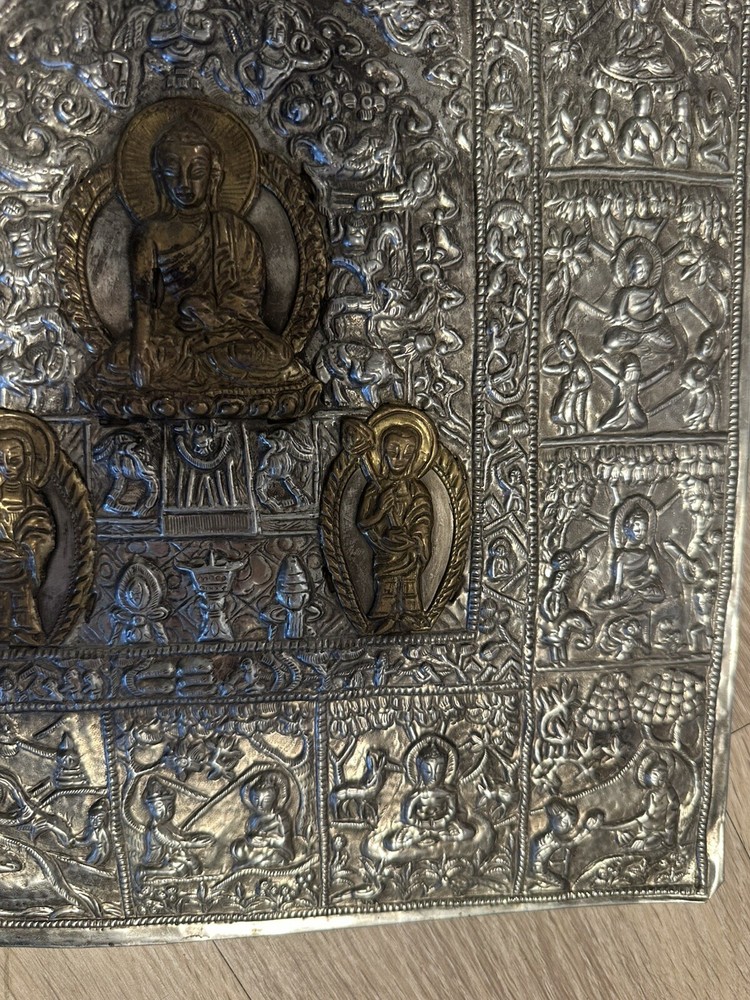 Handcrafted Brass Buddhist Embossed Panel