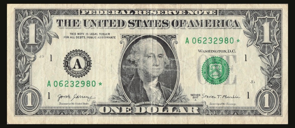 Series 2017A Star Note A Boston 3.2 M Pack Note Run $1 Dollar Bill DC A06232980*