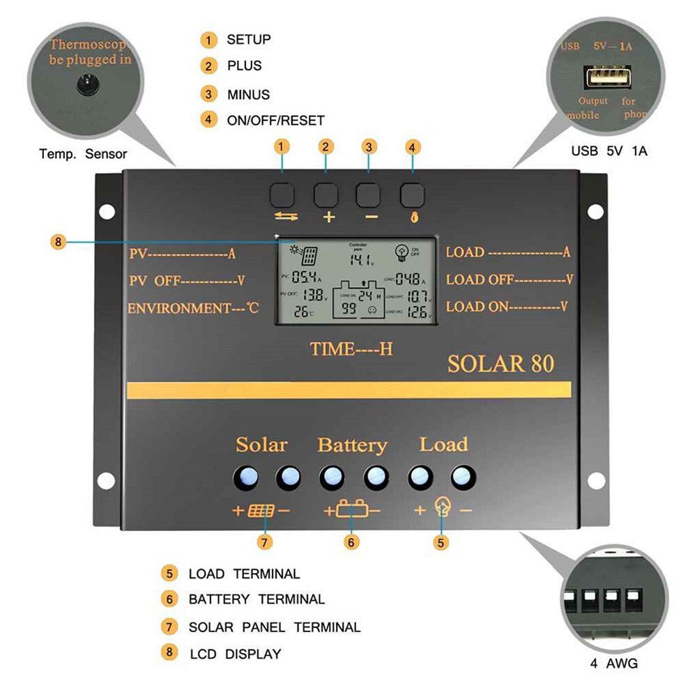 Solar Charge Controller Solar Panel Charge Regulator Photovoltaic Generation