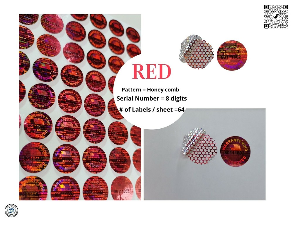 17mm  Serial Number ROUND TAMPER EVIDENT SECURITY VOID HOLOGRAM LABELS -5000