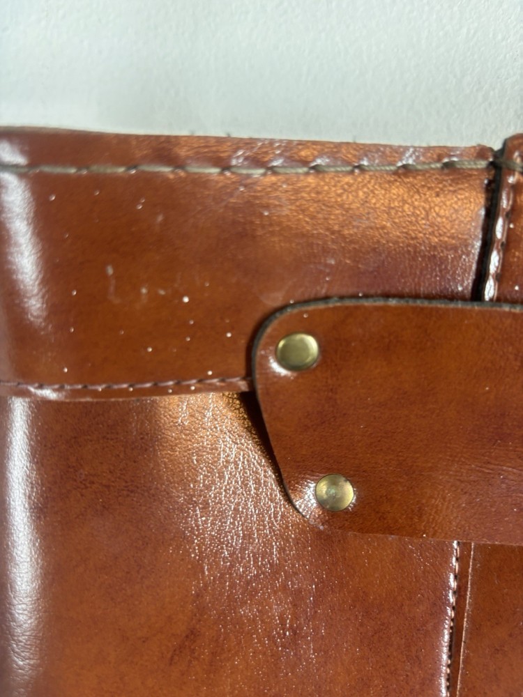 Vintage Brown Leather Binocular Case Swank Brand With Strap