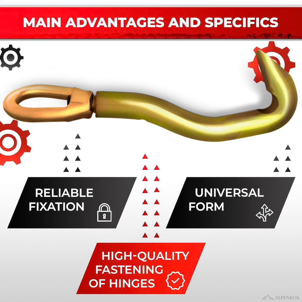 Car Frame Puller Hook 12.99X3.39", 3000Kg Carrying Capacity - Rust-Free & Durabl